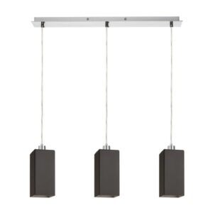 LIZ III 60 závesná čierna sklo/chróm 230V LED E27 3x15W