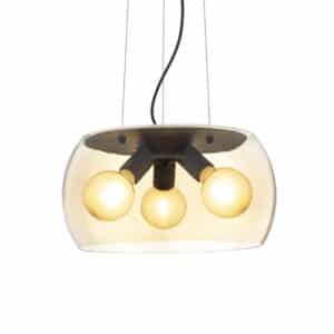 AMANDA závesná matná čierna jantárové sklo 230V LED E27 3x15W