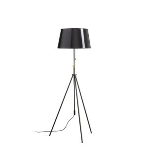 LUTON/RIDICK stojanová lesklá čierna zlatá fólia/čierna/kov 230V LED E27 15W
