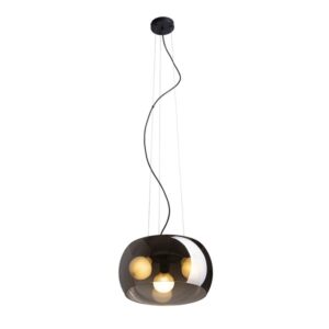 AMANDA závesná matná čierna dymové sklo 230V LED E27 3x15W