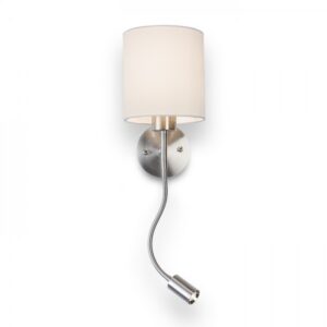 VERSA nástenná s tienidlom biela matný nikel 230V LED E27 LED 15+3W 40°  3000K