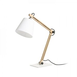 NIZZA stolná Polycotton biela/drevo 230V LED E14 7W