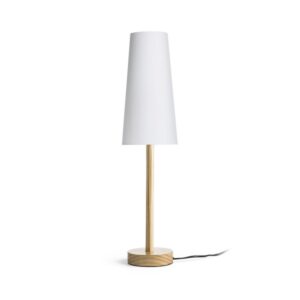 MAUI/CONNY 15/30 stolná  Polycotton biela/drevo 230V LED E27 11W