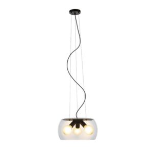 AMANDA závesná matná čierna číre sklo 230V LED E27 3x15W