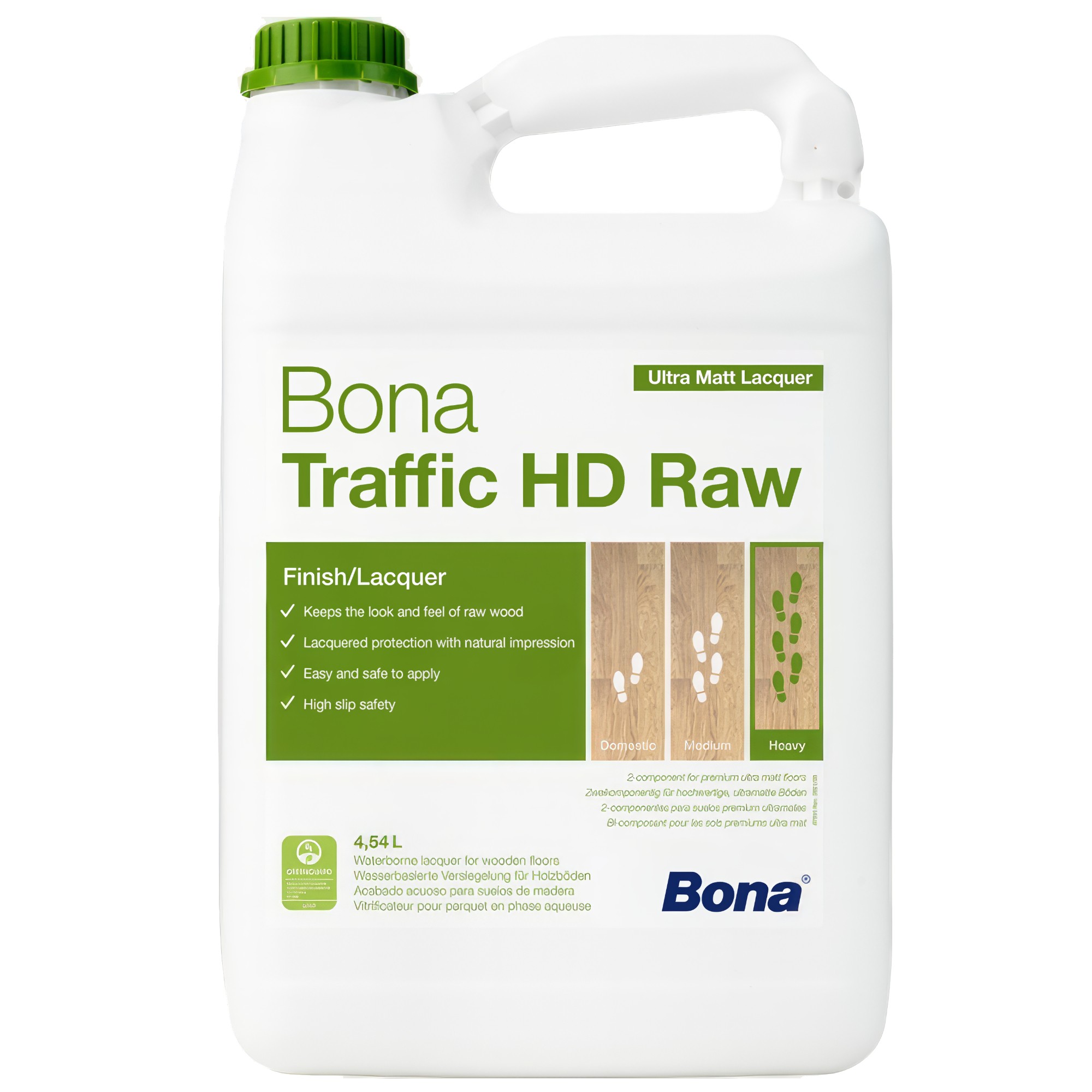 Lak Bona TRAFFIC HD Raw 4,95 L 2-zložkový vrchný PU na vodnej báze (4,54 L lak + 0,41 L tužidlo)
