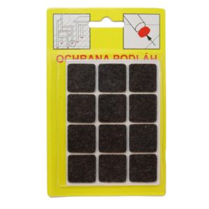 Podložky Filcové samolepiace Hnedé, Typ 103 – 21×21 mm, hr. 3 mm, 12 ks/bal